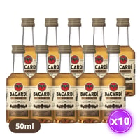 10x Miniatura Ron Bacardi Gold - 50ml (plástico)