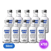 10x Miniaturas Vodka Absolut - Original 50ml (vidrio)