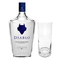 1x Pisco Diablo Transparente 700cc 40° alc. + 1x Vaso Diablo