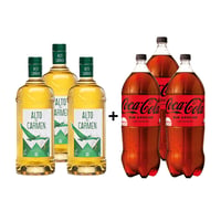 3 Piscos Alto Del Carmen 35º Botella 1lt + 3 Coca Cola Zero 3lts