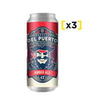 3x Cervezas Del Puerto Amber Ale Lata 473cc