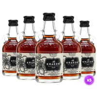 5x Miniatura Ron The Kraken - Black Spiced - 50ml (vidrio)
