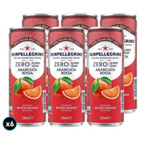 6x Agua San Pellegrino Aranciata Rosa sin Azúcar Lata 330cc 