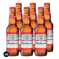6x Cerveza Budweiser en Botella 330cc
