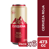 6x Cerveza Cusqueña Red Lager Lata 473cc