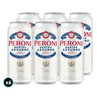 6x Cerveza Peroni Nastro Azurro Lata 500cc