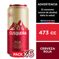 Cerveza Cusqueña Roja 5° 6 X 473 Cc.