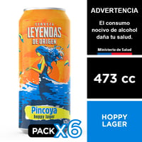 Cerveza Leyendas De Origen Pincoya Hoppy Lager 6 X 473 Cc.