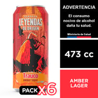 Cerveza Leyendas De Origen Trauco Amber Lager 6 X 473 Cc.