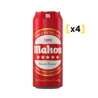 Cerveza Mahou 5 Estrellas 4 Latas 500cc