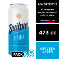 Cerveza Quilmes 4,9° 6 X 473 Cc.