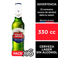 Cerveza Stella Artois 0° Sin Alcohol 6 X 330 Cc.
