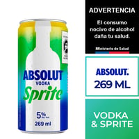 Cóctel vodka Absolute con sprite lata 269 cc