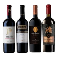 CYBER WINE PACK Nº7: 1x Vino Primus Cabernet Sauvignon 750cc + 1x Vino Santa Ema Gran Reserva Merlot 750cc + 1x Vino Chocalan Dama Hermosa Gran Reserva Carmenere 750cc + 1x Vino Bestia Negra Cabernet Sauvignon 750cc