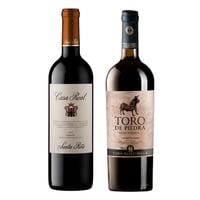 DUO CASA REAL -  TORO DE PIEDRA: Vino Casa Real Carmenere 750cc + Vino Toro de Piedra Cabernet Sauvignon 750cc