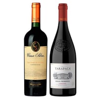 DUO TARAPACA - GRAN TERROIR (Carmenere): 1x Vino Casa Silva Gran Terroir Carmenere 750cc + 1x Vino Tarapacá Gran Reserva Carmenere 750cc