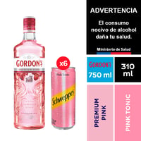 Gin Gordon´s Pink 700 Ml + Schweppes Pink Tonic 6 X 310 Ml