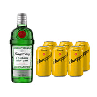 Gin Tanqueray London 700cc + 6x Agua Tónica Schweppes Lata 350cc