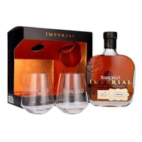 KIT RON BARCELO IMPERIAL: 1x Ron Barcelo Imperial Premium 700cc + 2 vasos vidrio.