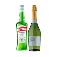 Licor Livenza Americano 750cc + Espumante Milano Brut 750cc