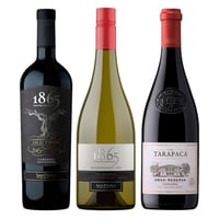 PACK 1865 TARAPACÁ: 1x Vino 1865 Old Vines Cabernet Sauvignon 750cc + 1x Vino 1865 Sauvignon Blanc 750cc + 1x Vino Tarapacá Gran Reserva Carmenere 750cc