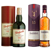 Pack 2x Whisky 15 Años Single Malt - Glenfarclas + Glenfiddich - 700ml