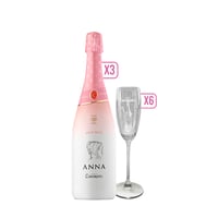 Pack 3x Espumante Codorniu Anna Rose 750cc + 6x Copas Espumante