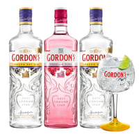 Pack 3x Gin Gordons Mix 750ml + Copa Gordons (vidrio)