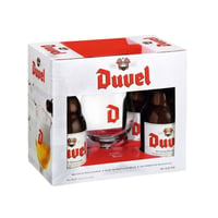 Pack 4x Cerveza Duvel Discovery Box - 330cc + Copa Tulipán