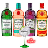 Pack 4x Gin Tanqueray - Mix - 750ml + Copa Tanqueray Vidrio 500ml