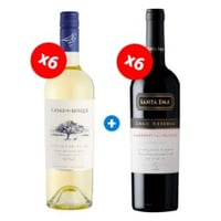 Pack 6 Botellas Santa Ema Gran Reserva Cabernet + 6 Botellas Casas Del Bosque Collection Sauvignon Blanc ($4.990 c/u)