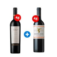 Pack 6 Botellas Ventisquero Grey Unique  Carmenere +  6 Botellas Montes Alpha Carmenere.