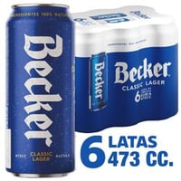 Pack 6 un. Cerveza Becker Lager 4.5° 473 cc