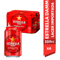 Pack 6 un. Cerveza Estrella Damm Lager 4.5° 330 cc