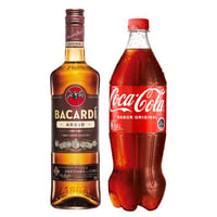 PACK BACARDI + COCA COLA: 1x Ron Bacardi Añejo 750cc + 1x Bebida Coca Cola 1.5L