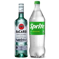 PACK BACARDI + SPRITE: 1x Ron Bacardi Carta Blamca 750cc + 1x Sprite Sin Azúcar 1.5L