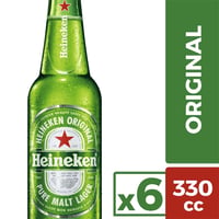 Pack Cerveza Heineken botella 6 un de 330 cc