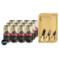 PACK CUSQUEÑA: 12X Cerveza Cusqueña Negra Lata 473cc +1x Tabla Picoteo Cusqueña