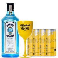 Pack Gin Bombay Sapphire 750cc + 4 Red Bull Yellow + Copa