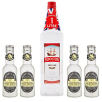 Pack Gin Boolton Dry 40° 1000cc + 4 Fentimans Premium Tonic Water