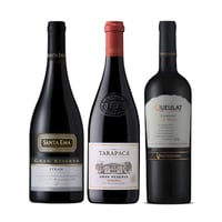 PACK GRAN RESERVAS SUMMER Nº1: Vino Santa Ema Gran Reserva Syrah 750cc + Vino Tarapacá Gran Reserva Carmenere 750cc + Vino Ventisquero Queulat Gran Reserva Carmenere 750cc