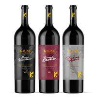PACK KAUNE N°2: 1x Vino Kaune Reserva Directorio Cabernet Sauvignon 750cc + 1x Vino Kaune Hacienda Caone Cabernet Sauvignon 750cc + 1x Vino Kaune Piedras de Auque Cabernet Sauvignon 750cc