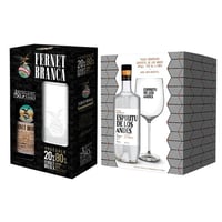 Pack Kit Branca con vaso + Kit EDLA con copa: KIT EDLA + COPA: 1x Pisco Espíritu de Los Andes 750cc + 1x Copa + Pack Fernet Branca: Licor Fernet Branca 750cc + Vaso vidrio Branca