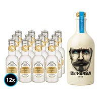 PACK KNUT HANSEN FENTIMANS (Tonic Water): Knut Hansen Dry Gin 500cc 42º alc. + 12x Bebida Premium Fentimans Tonic Water 200cc
