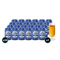 PACK MAHOU SIN ALCOHOL + COPA: 24x Cerveza Mahou Sin Alcohol Lata 330cc + 1x Copa Mahou 330cc