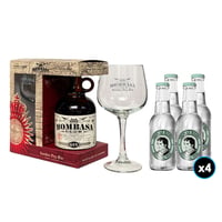 PACK MOMBASA N°2: Gin Premium Mombasa Club 700cc 41.5° alc.+ Copa Vidrio + 4x Thomas Henry Botanical Tonic 200cc