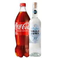 Pack Pisco Artesanal Valle Luna doble destilado 35° + Coca-Cola Normal 1.5lt