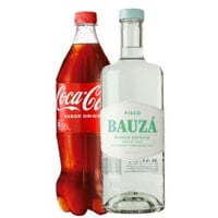 Pack Pisco Bauzá Blanco Especial Transparente doble destilado 35° 1.000 cc + Coca-Cola Normal 1.5lt