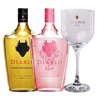 Pack Pisco Diablo Rose y Reservado 700cc + Copa