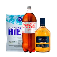 Pack Pisco Mistral 35° 1lt + Coca Cola Light 3lt + Hielo 2kg